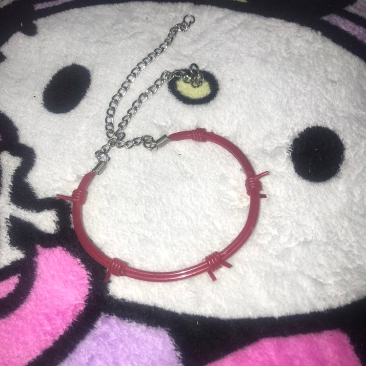 dolls kill red barbed wire choker