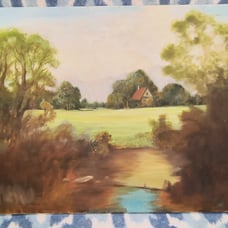 Farmhouse River canvas painting