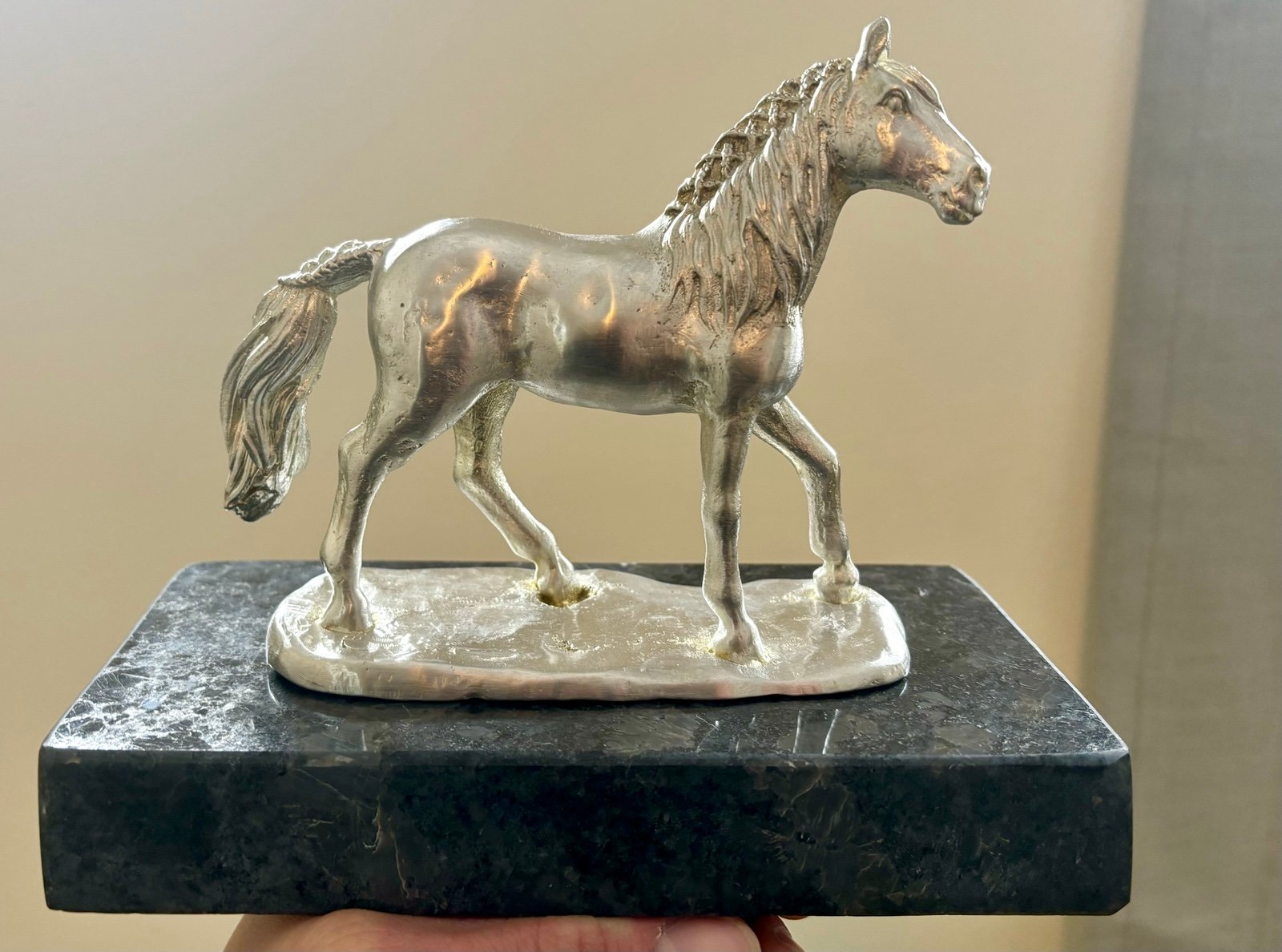 Handmade Solid Pewter Horse Statue Sculpture Art