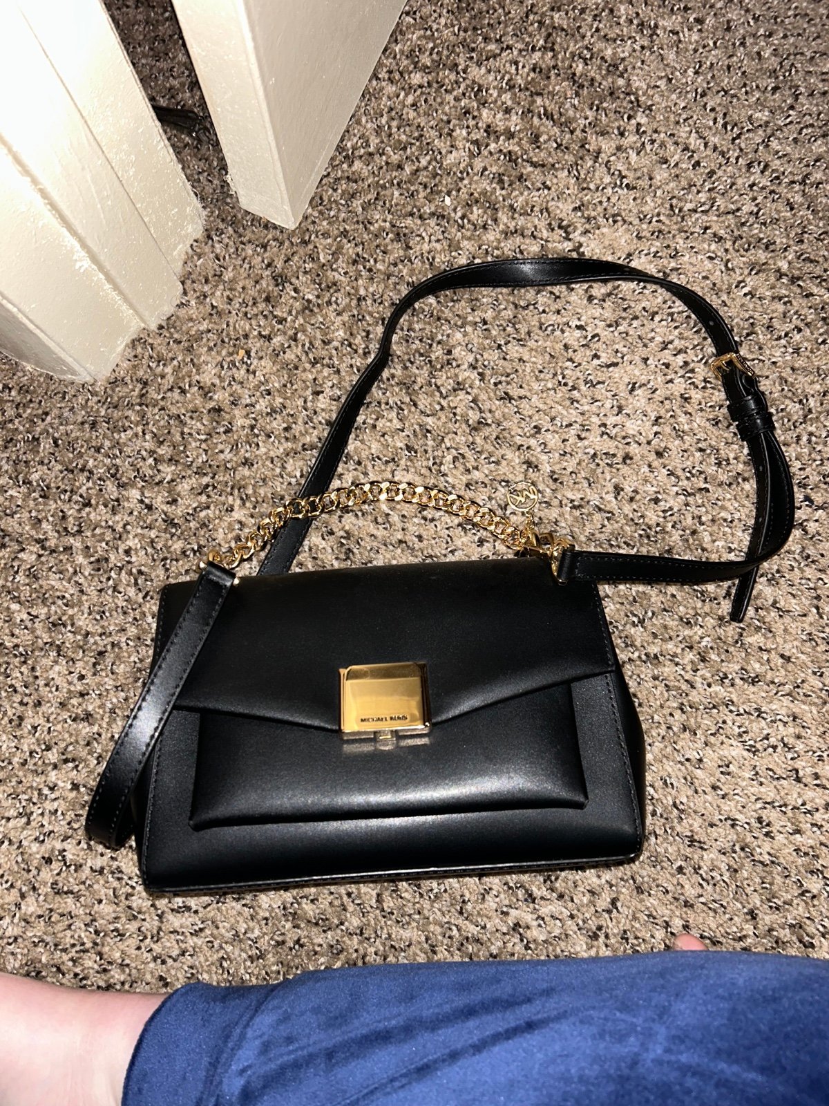 Michael kors black leather crossbody