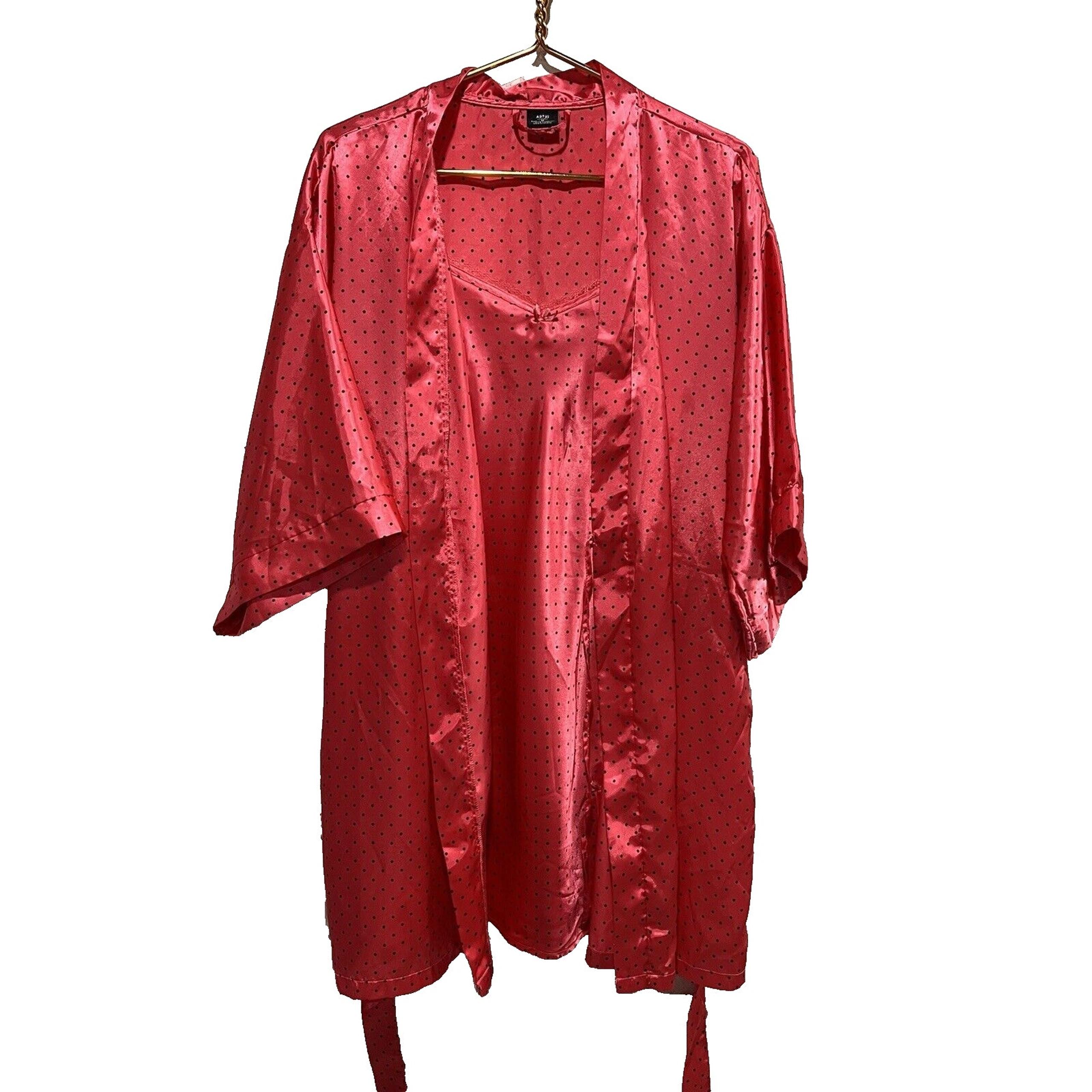 Apt 9 2pc Set Med Women Short Night Gown Robe Lingerie Sleepwear Pink Black