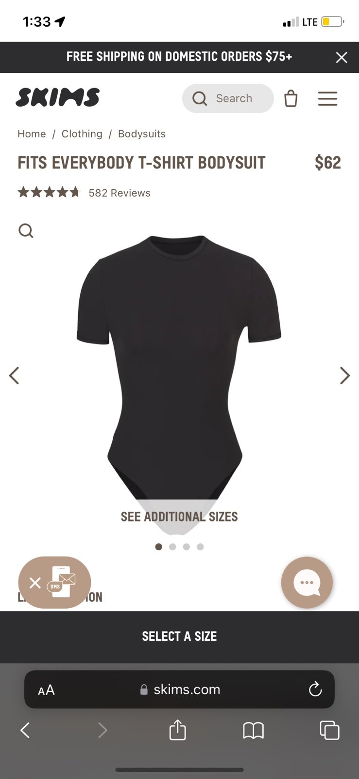Skims Fits Everybody Tshirt Bodysuit