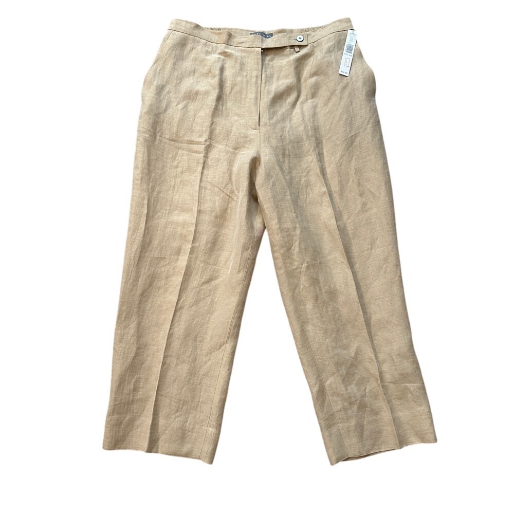NWT Kate Hill Linen Blend Pants Indian Summer Beige Cropped Trousers Womens 18W