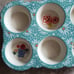 Pioneer Women Floral Teal Ceramic (6) Muffin Pan