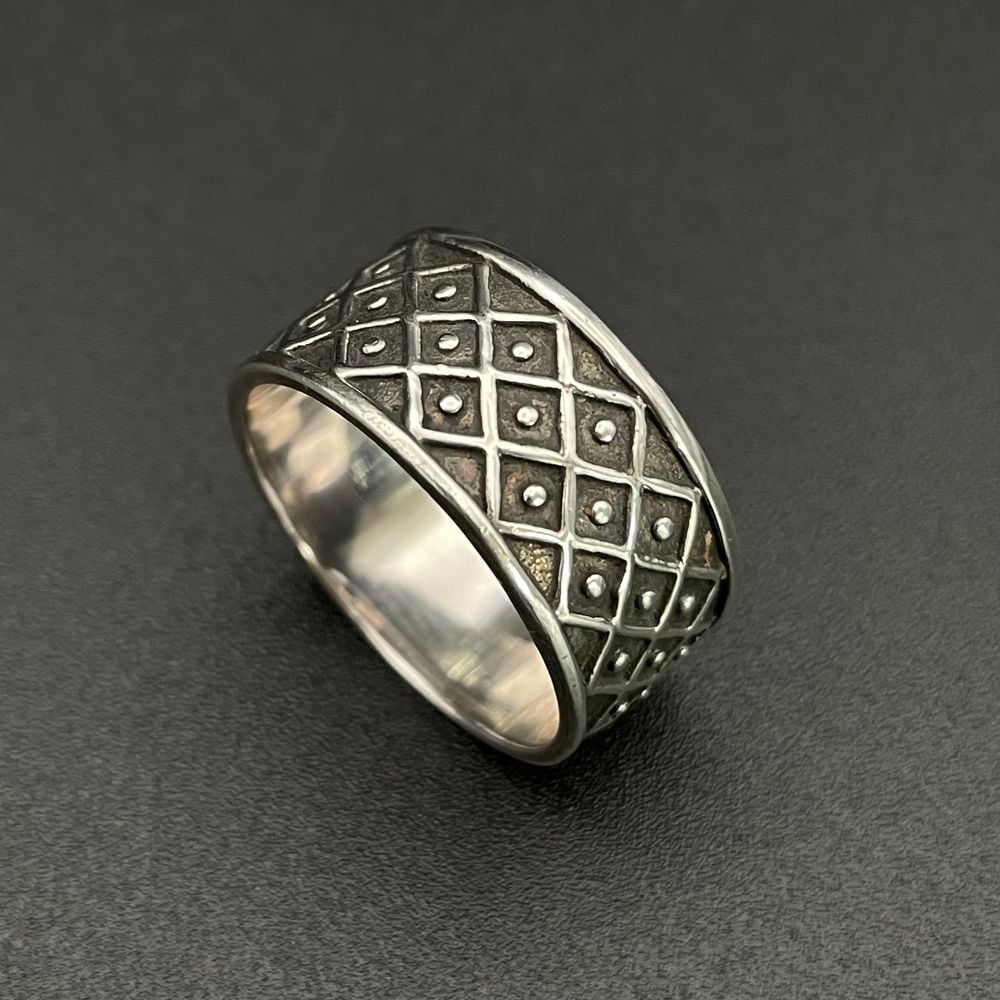 Sterling Silver Nordic Wide Band Ring Minimalist Unisex Ring