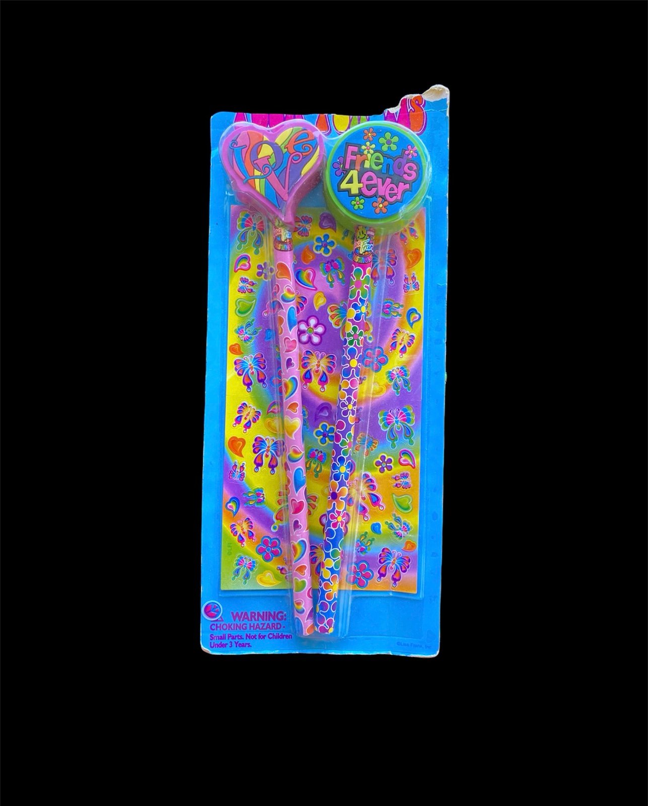 Lisa Frank vintage sticker and pencil set love theme
