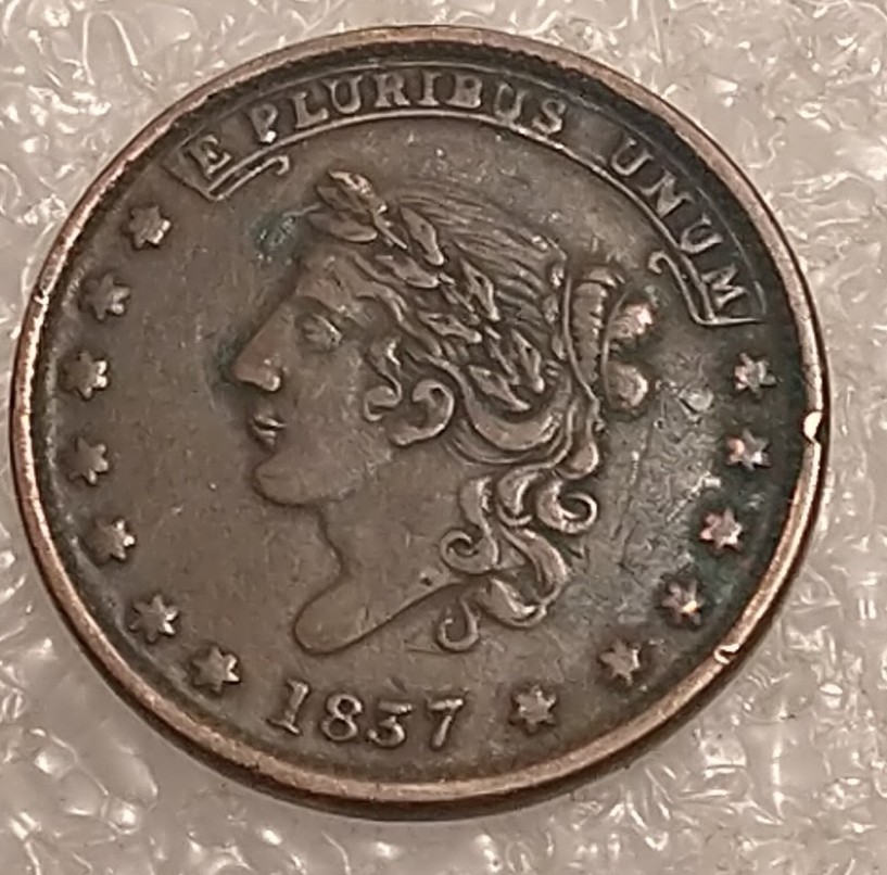 Large uniform 1837 Hard Times Historical Beauty May Tenth USA Genuine Nice
