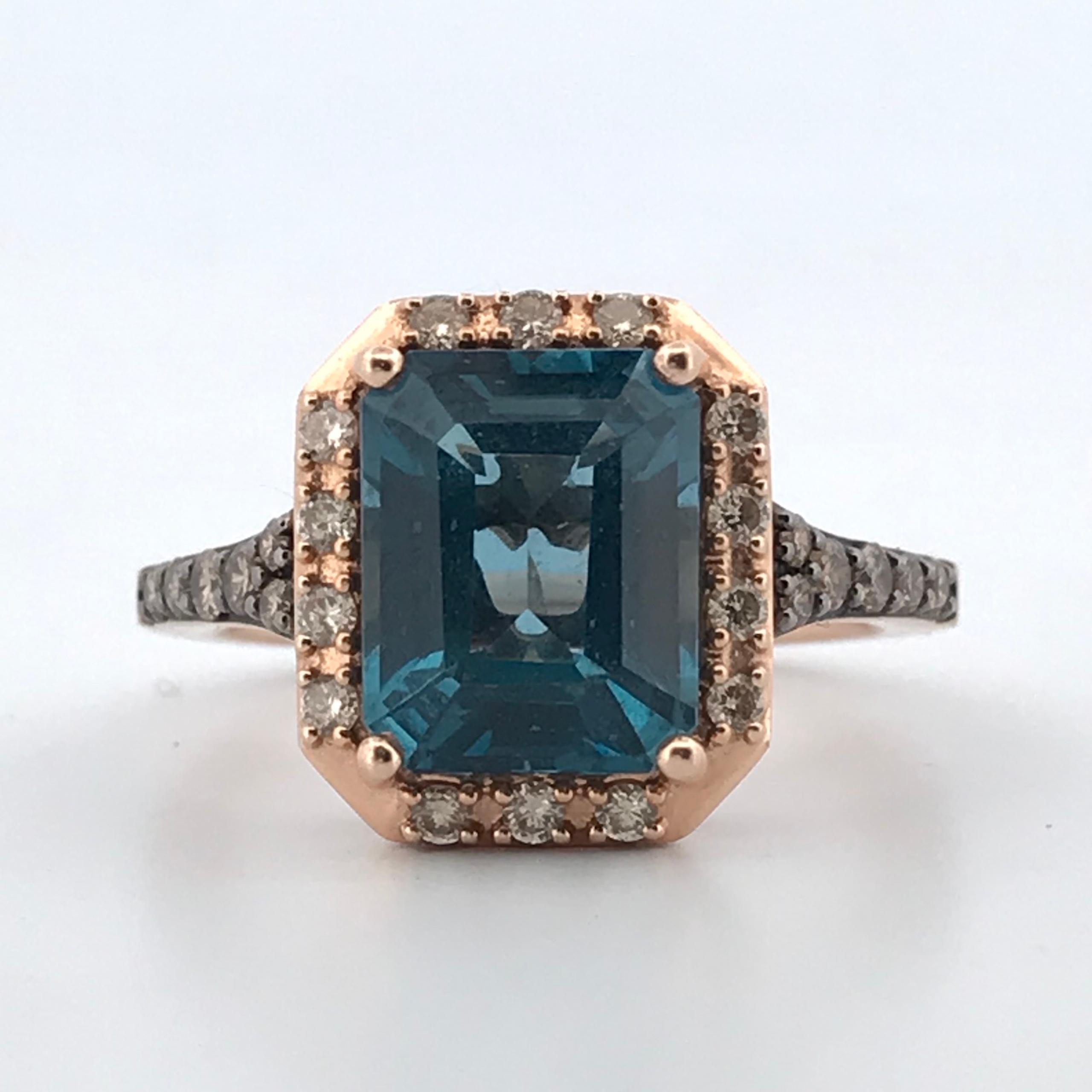 Le Vian 14k rose gold topaz & diamond ring size 7
