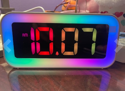 New Loud Alarm Clock for Bedrooms with Dynamic RGB Night Light,Heavy Sleepers