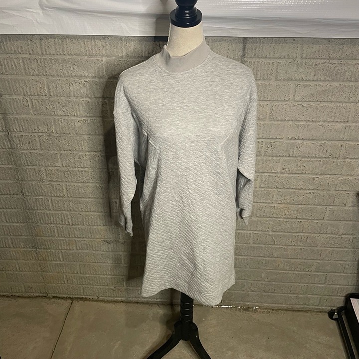 Hatch Maternity Gray Quilted Mockneck Long Sleeve Sweater Dress Size S