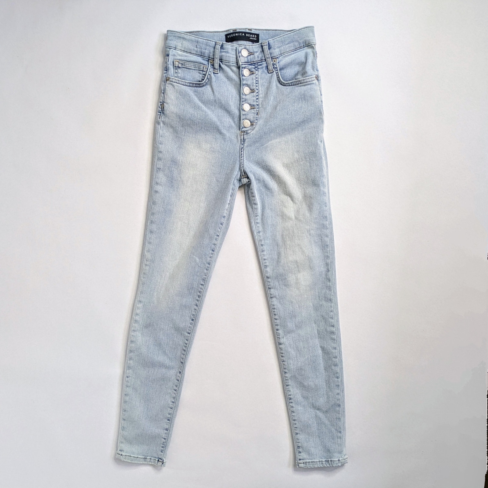 Veronica Beard Jeans Maera Skinny Womens 27 Blue Light Wash Button Fly High Rise
