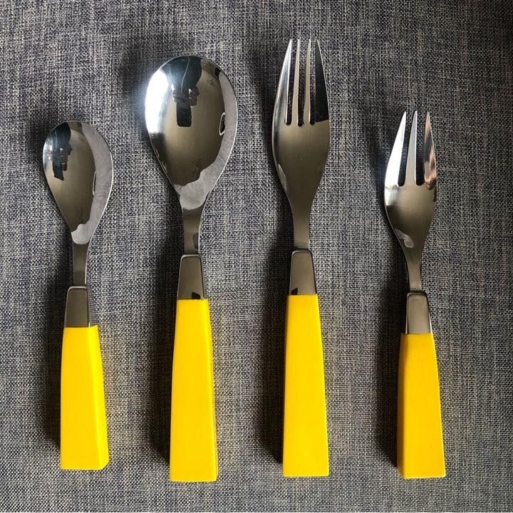 Supreme Cutlery set of 4 yellow mid modern century style