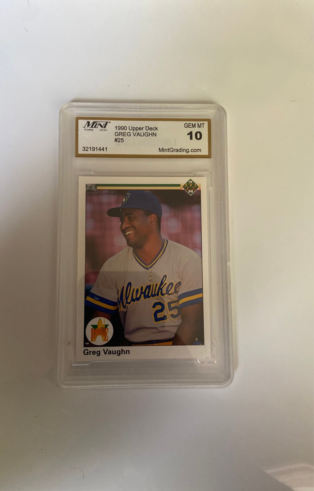 1990 upper deck greg vaughn gem mt 10