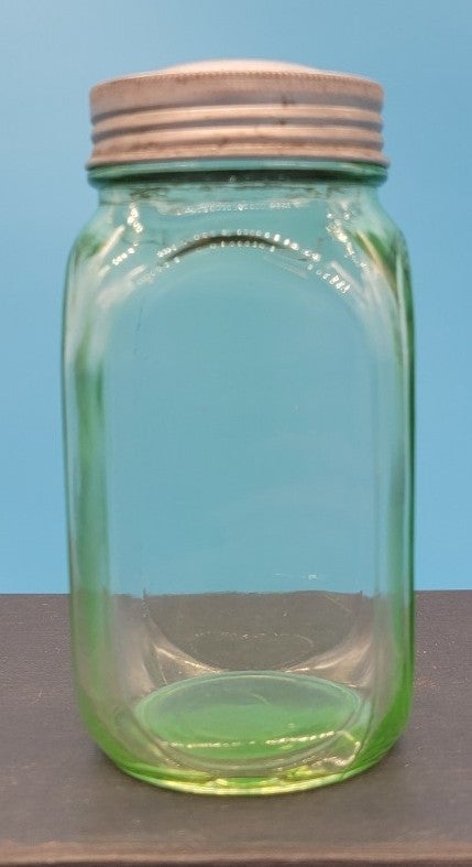 Uranium Glass Salt or Sugar Shaker Vaseline Glass 1930’s