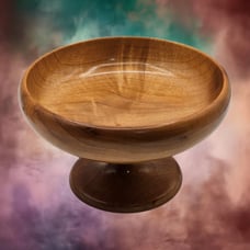 Handcrafted Myrtlewood Oregon Pedestal Wood Bowl | 4 Tall, 7 Diameter - STUNNING
