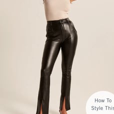 Black faux leather split hem abercrombie pants