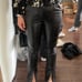 Black faux leather split hem abercrombie pants