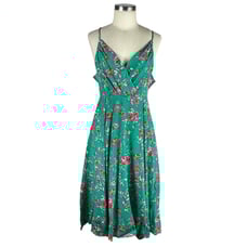 YUMI KIM Vienna Dandelion Emerald Midi Dress Green Pink Floral 0P NWT Petite