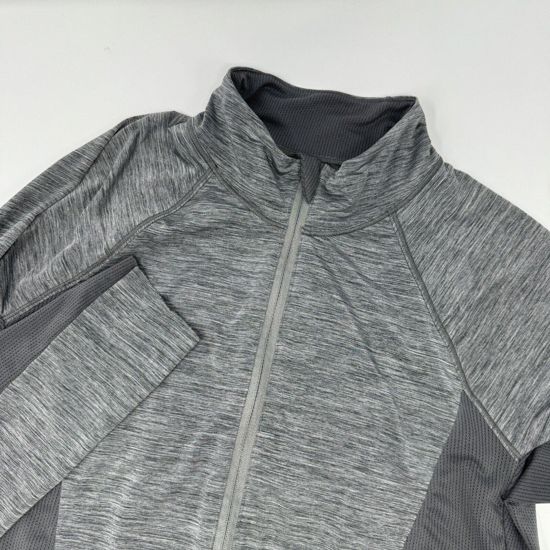 Athleta Forerunner Half Zip Gray Long Sleeve Reflective Top Size Medium