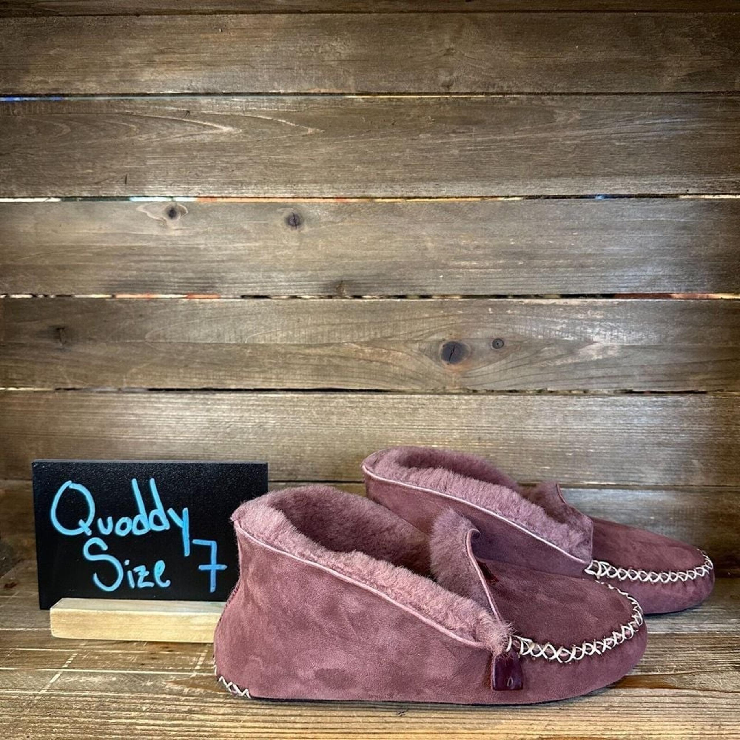 New Womens Quoddy Cuddle ESQ Purple Sheepskin Ankle Boots Slippers Moccasins 7