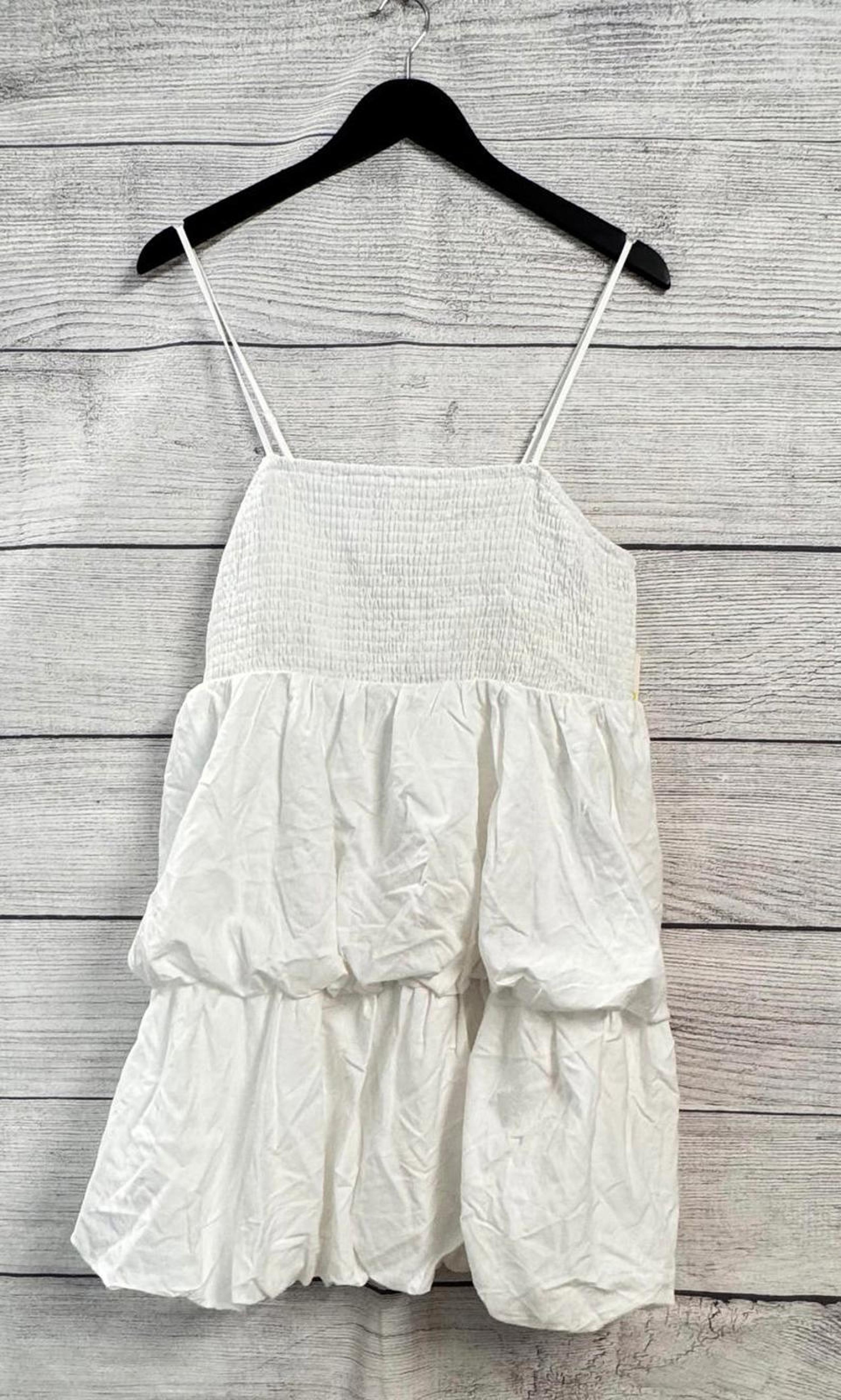 A New Day White Smock Tier Knee Length Dress Women Size Large