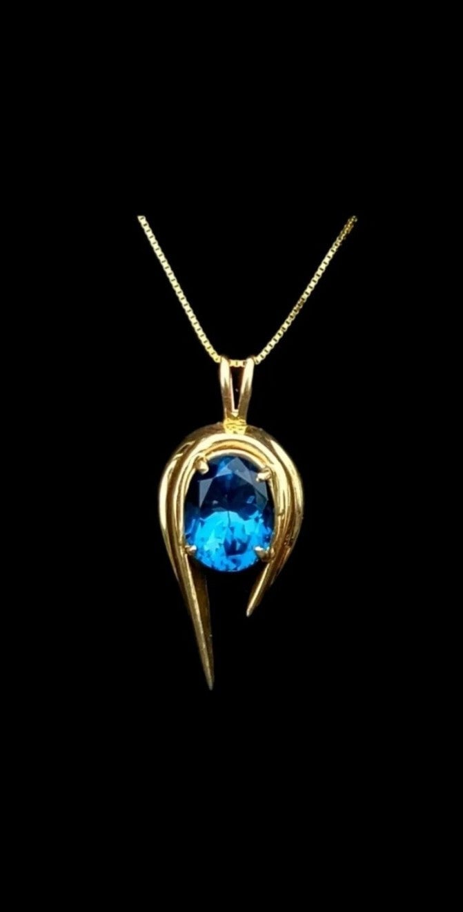 Necklace 14k Yellow Gold Topaz Pendant Estate 4 gm