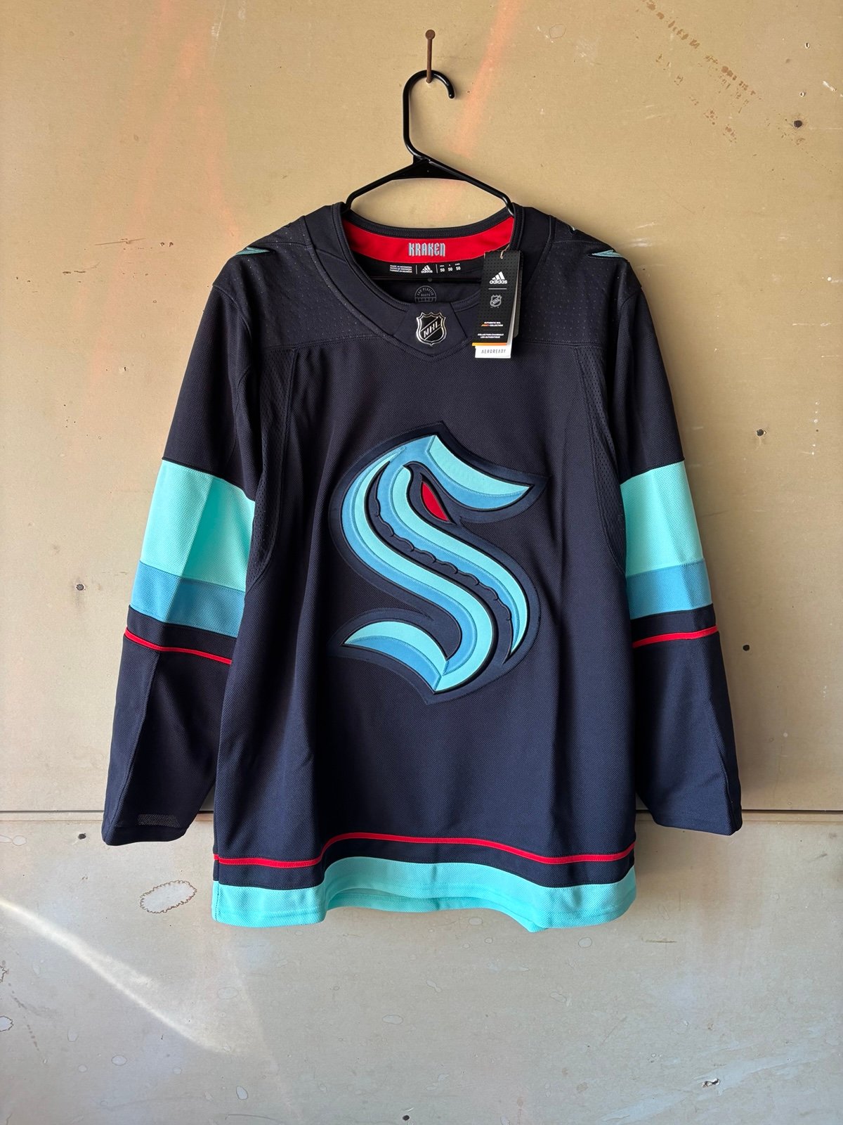 Men’s Adidas NHL Seattle Kraken Home Hockey Jersey Black - Size 50