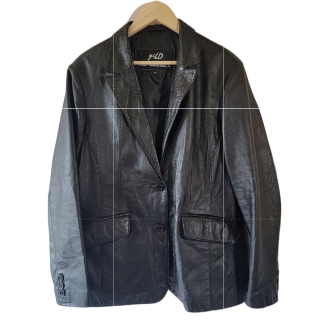 Jild Leather Inn Women's Real Leather Jacket Sz 2XL Black Two Buttons Pocket