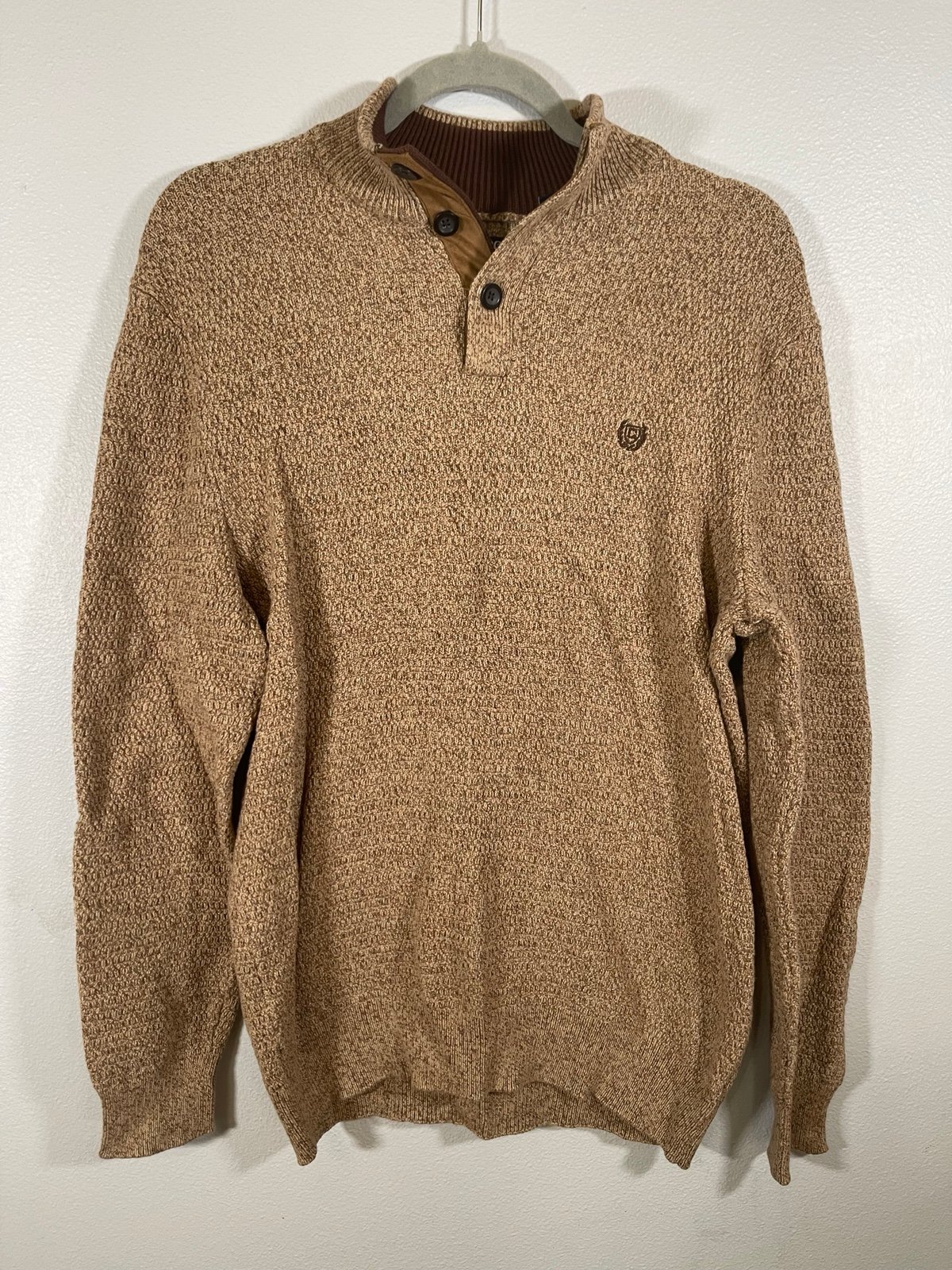 Chaps Men’s Pullover Elbow Patch Knit Sweater Brown Size M