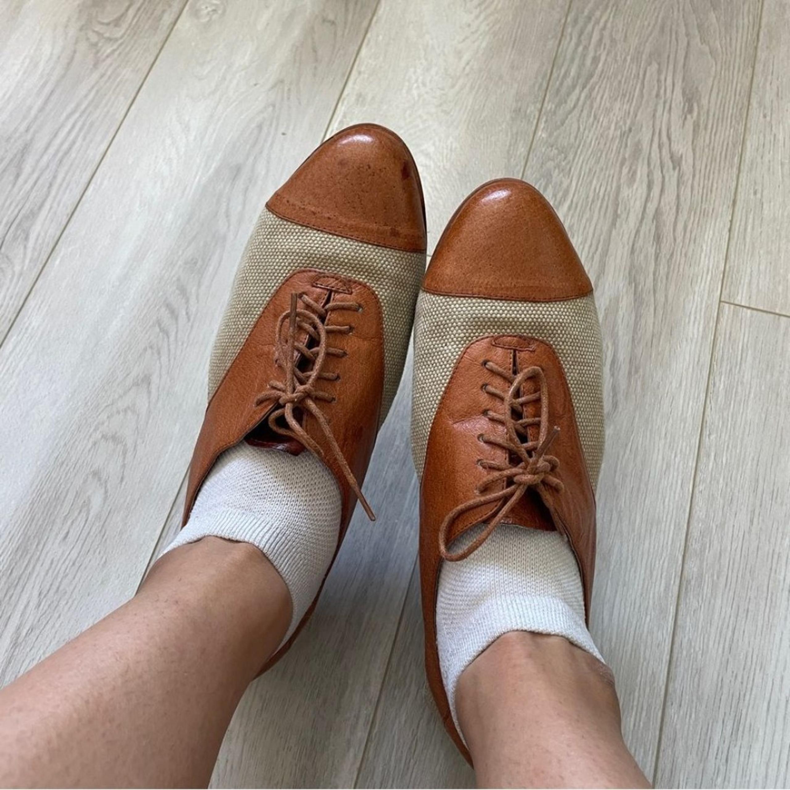 Jeffrey Campbell Ibiza Oxford Lace Up Side Cutout Leather Canvas Shoes (Size 9)