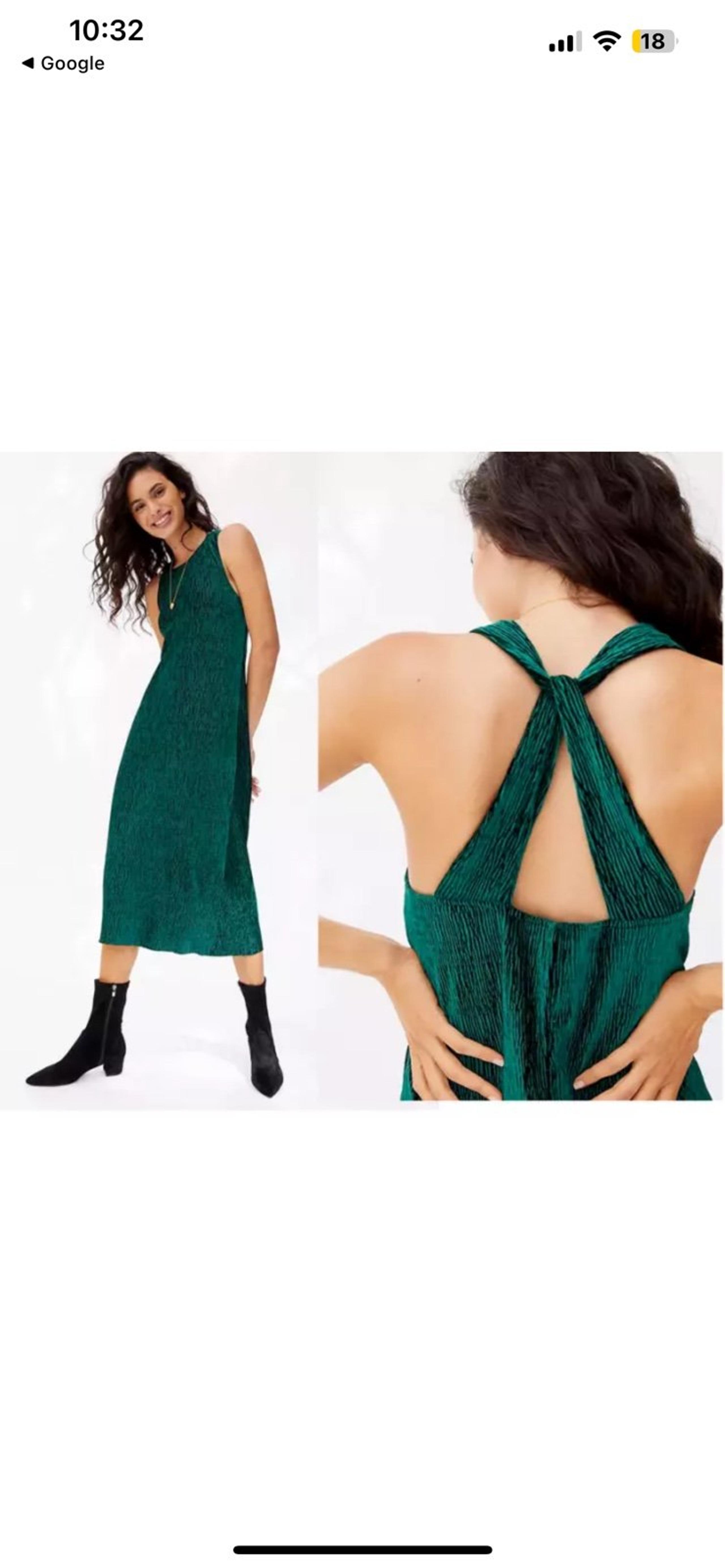 Maeve Anthropologie Dark Green Textured Velvet Midi Dress M Halter Cross Back