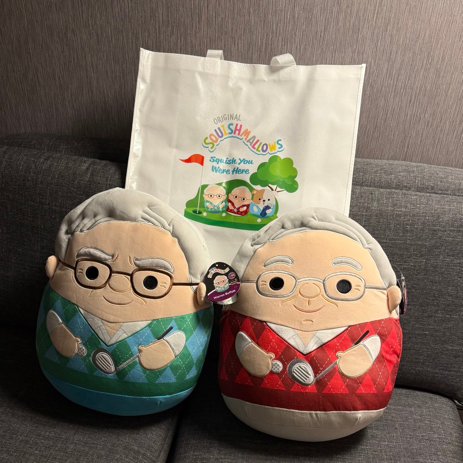Warren Buffett & Charlie Munger Golf Squishmallows 16” 2025 Berkshire w/ Bag