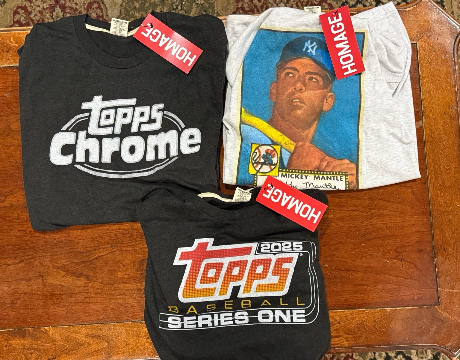 Homage 2025 Topps Series 1 + Chrome + Mickey Mantle 1952 Shirts NWT XXL Baseball