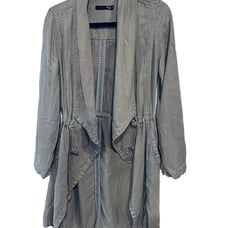 115 Max Jeans Vetiver Gray Grey Tencel Drape Long Length Jacket Sm New Cardigan