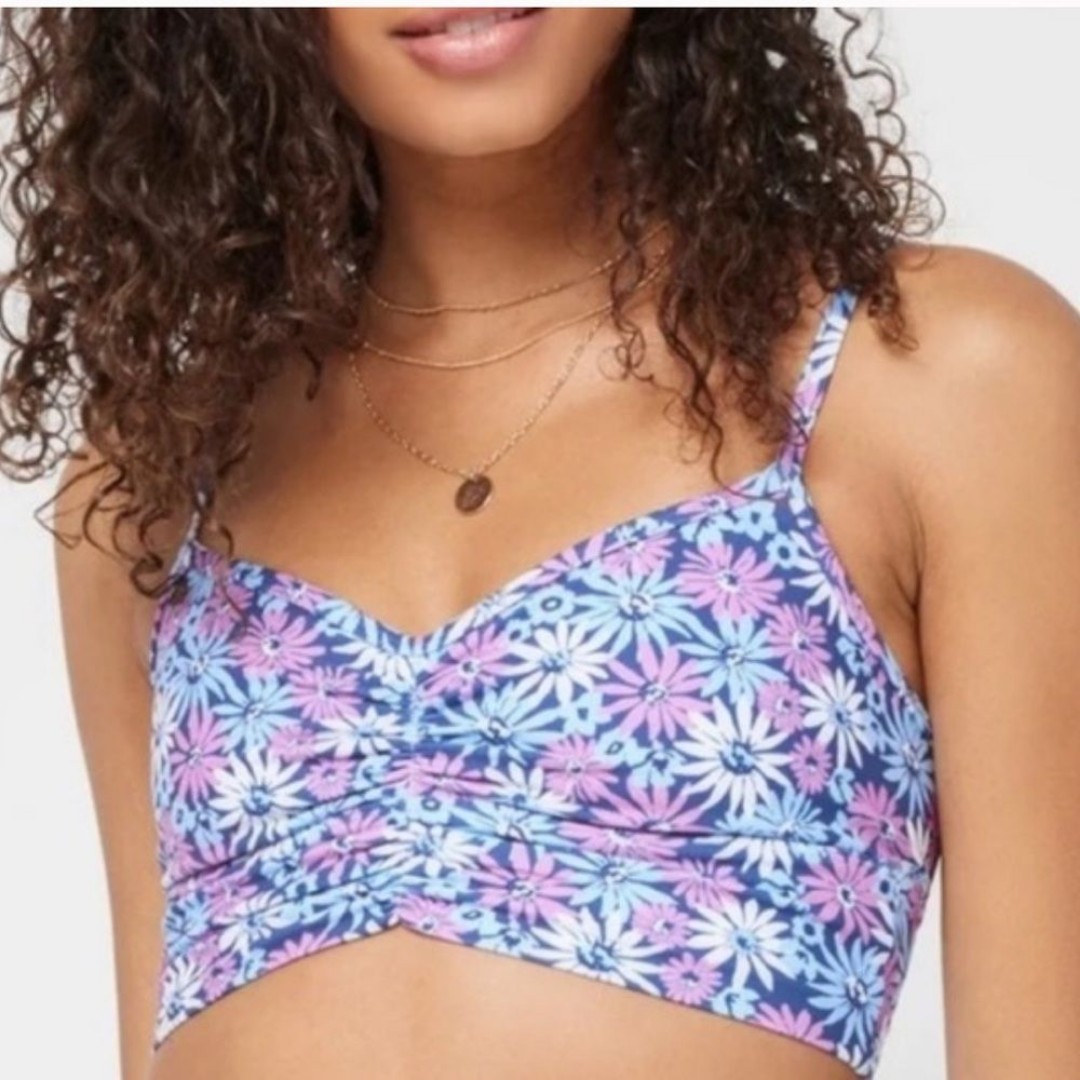 L*Space Active Women’s XS Soren Crop Top Purple Blue Daisy Print Preppy Floral