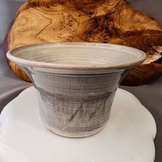 Signed Pottery Apple Baker Grayish Beige M.W. Murray