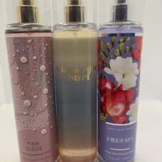 Bath and Body Works PINK SUEDE, Freesia, Summertime Surf New plus a free gift