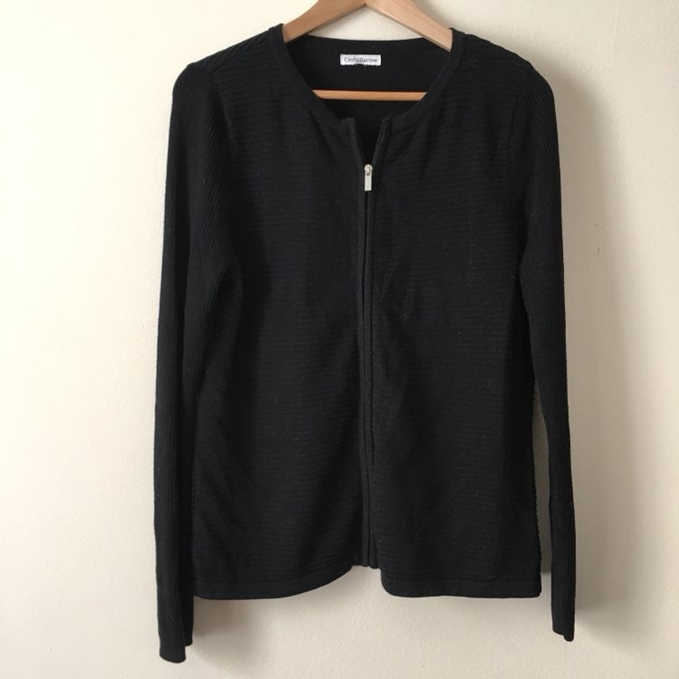 Black Ribbed Sweater/Cardigan/Jacket