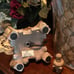 French Candlestick Buffet Table Lamp; Taupe W/Drum Shade/Carved Footed Base; New