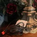French Candlestick Buffet Table Lamp; Taupe W/Drum Shade/Carved Footed Base; New