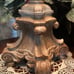 French Candlestick Buffet Table Lamp; Taupe W/Drum Shade/Carved Footed Base; New
