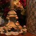 French Candlestick Buffet Table Lamp; Taupe W/Drum Shade/Carved Footed Base; New