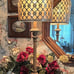 French Candlestick Buffet Table Lamp; Taupe W/Drum Shade/Carved Footed Base; New