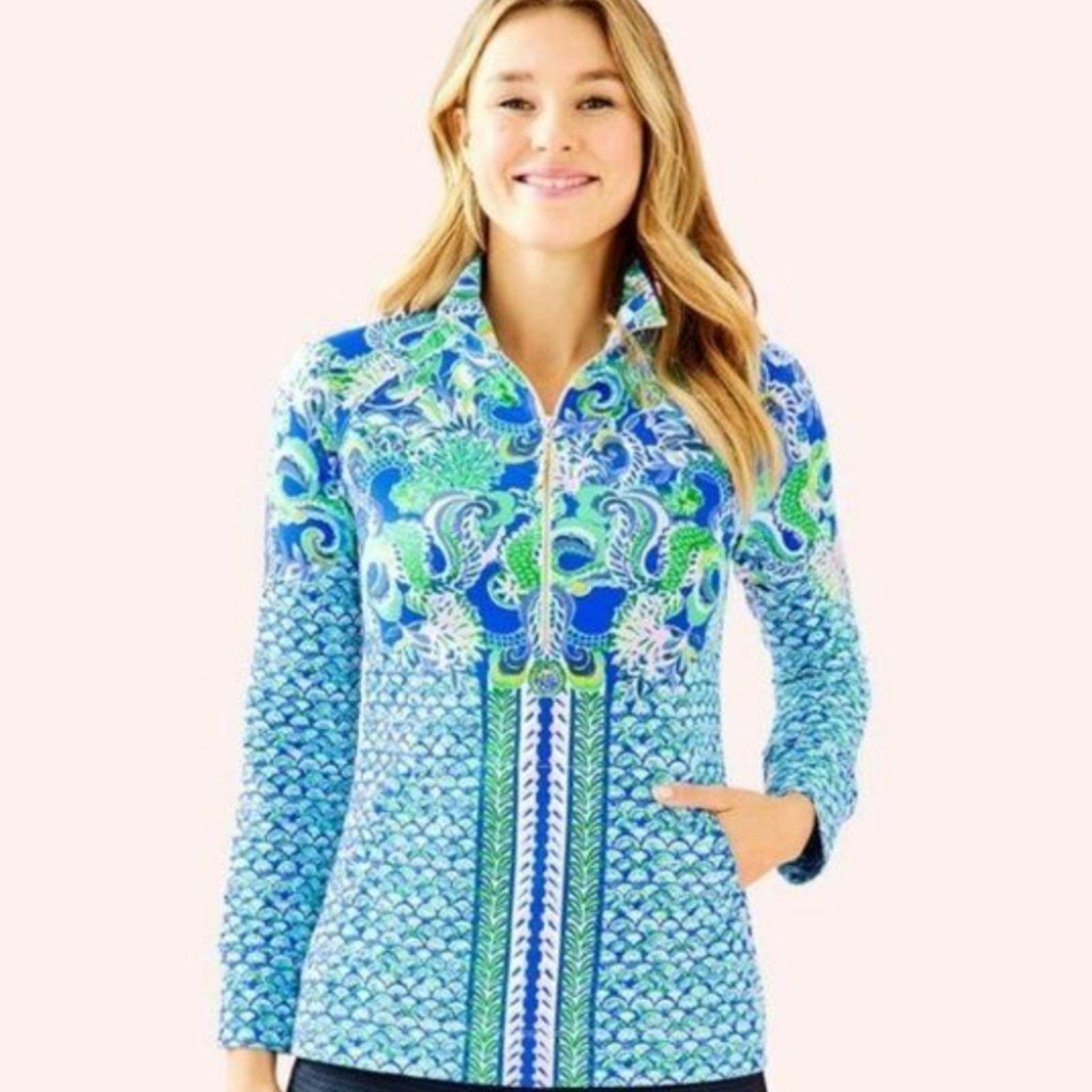 Lilly Pulitzer Blue Grotto Sirens & Spirit Skipper UPF 50 Pullover Size Small