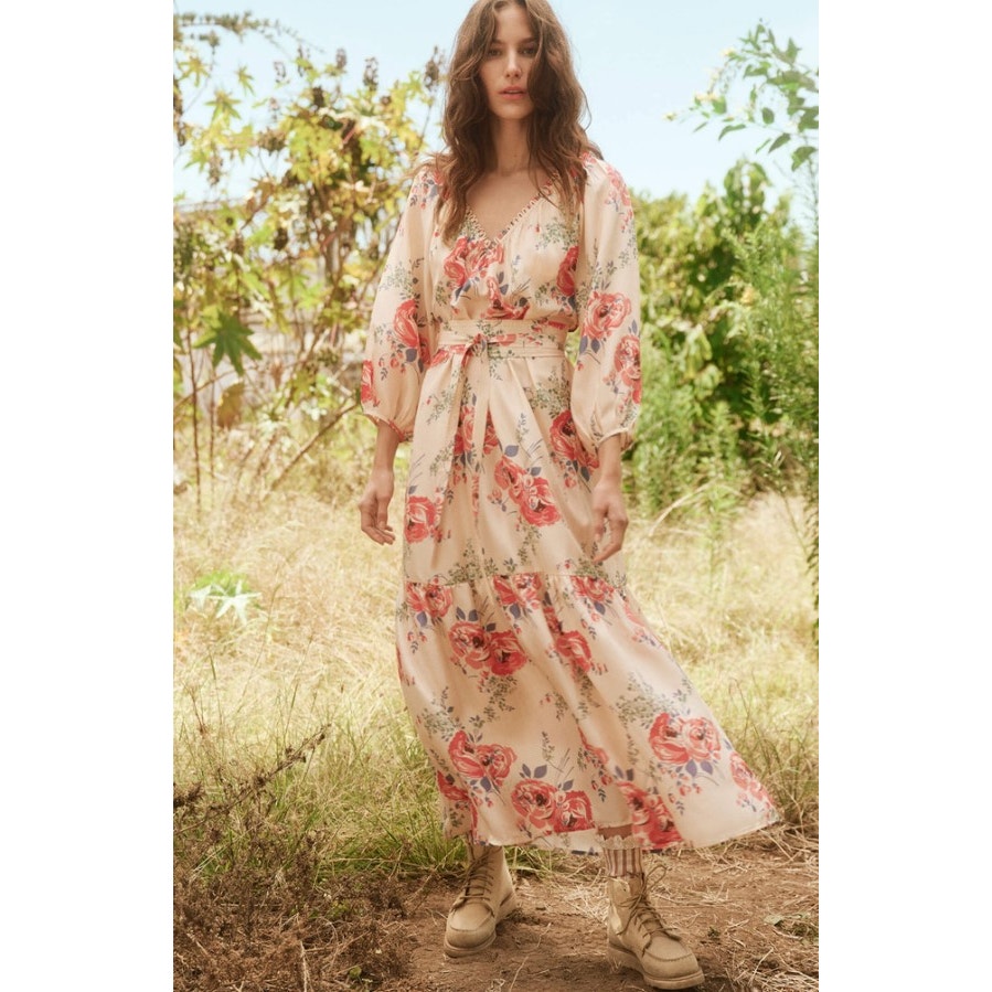 NWT The Great. The Vestige Echo Rose Print Dress Size 0 Size XS Boho Midi 550