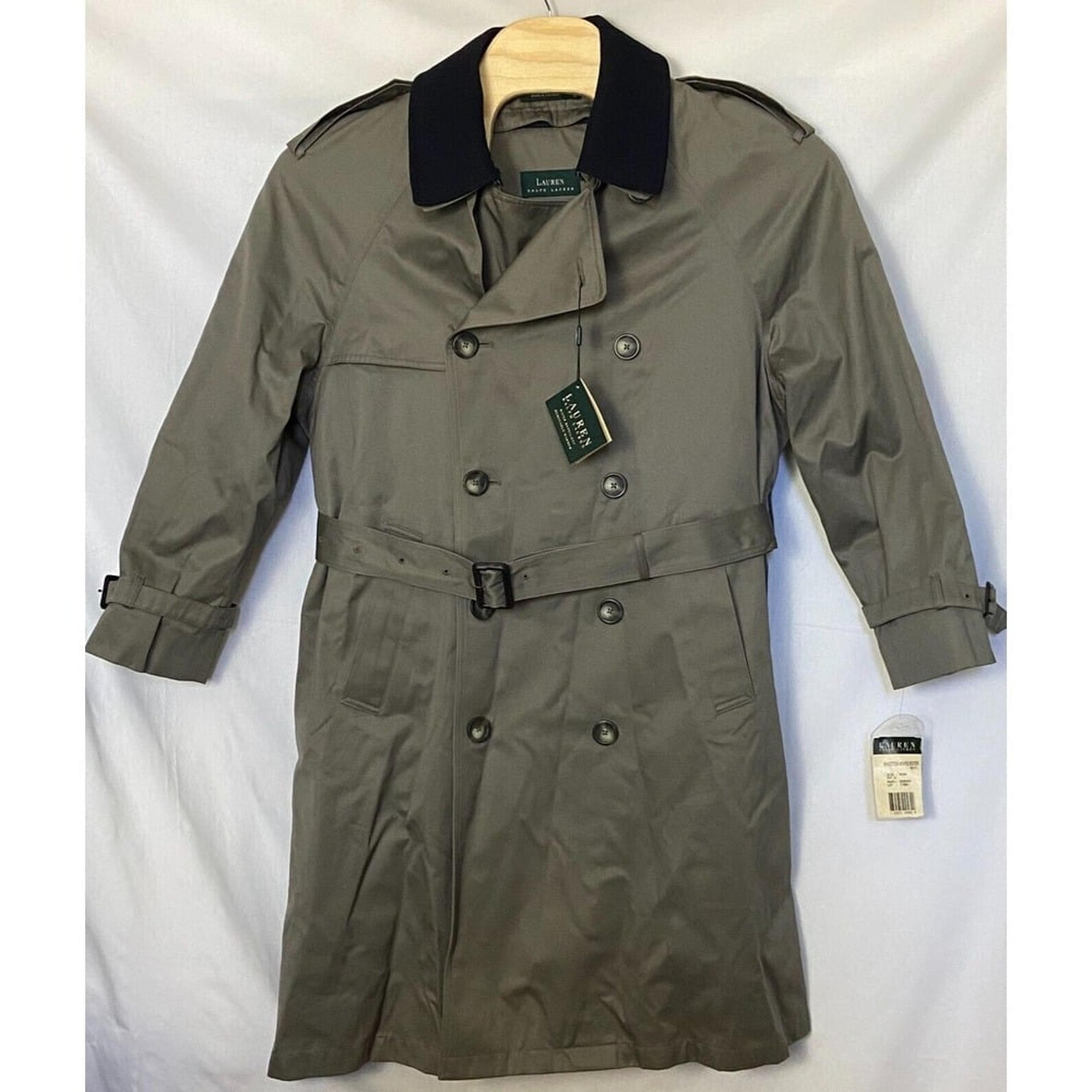 Lauren Ralph Lauren Edmonds Trench Coat Dk Khaki Water Repellant 40S NWT