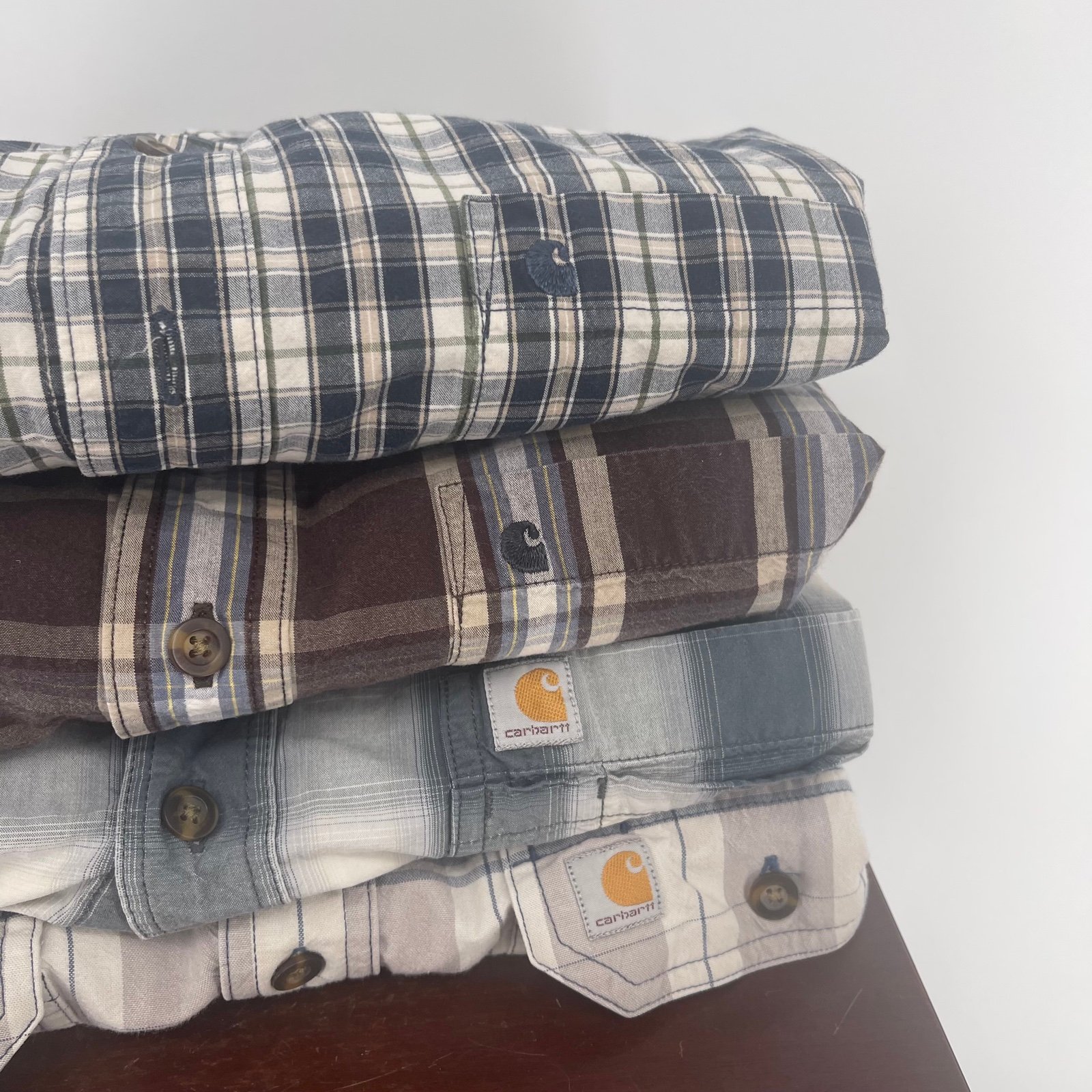 LOT OF 4 Carhartt Relaxed Fit Shirt Men's Large Short Sleeve Button Down Up