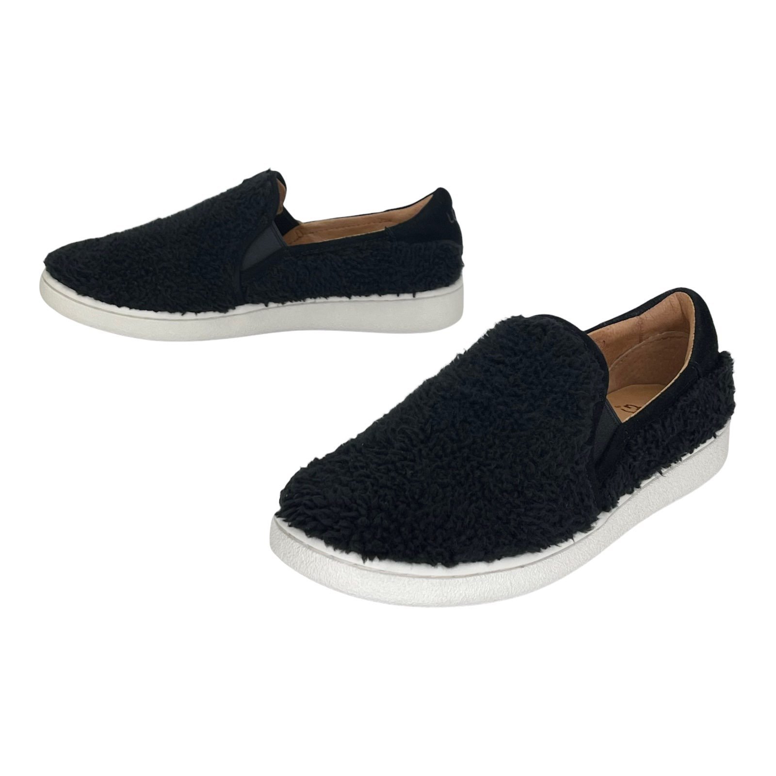 UGG Ricci Black Fur Slip On Womens Loafers Size 5.5M