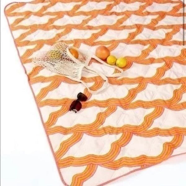 NWT New! SOCIETY6 Pink/Orange Summer Picnic or Beach Blanket 50” x 70 Portable