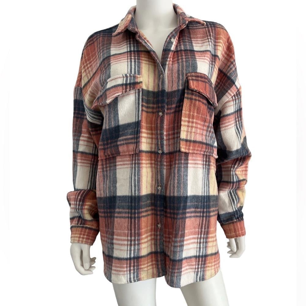 Acoa oversized wool blend plaid shacket